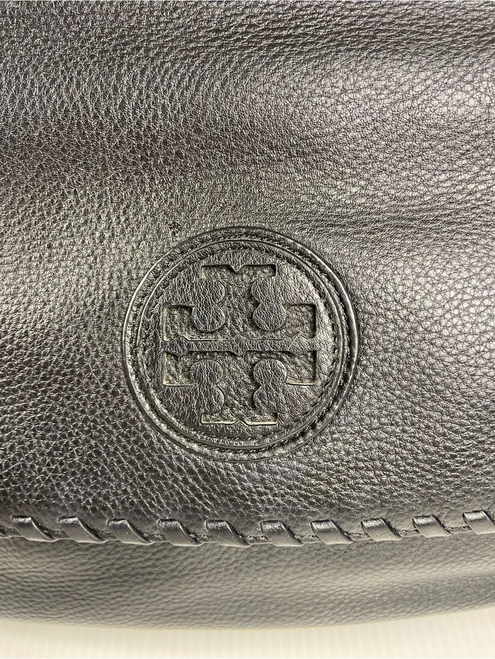 Tory Burch Black Pebbled Leather Convertible Gold Chain Shoulder Bag